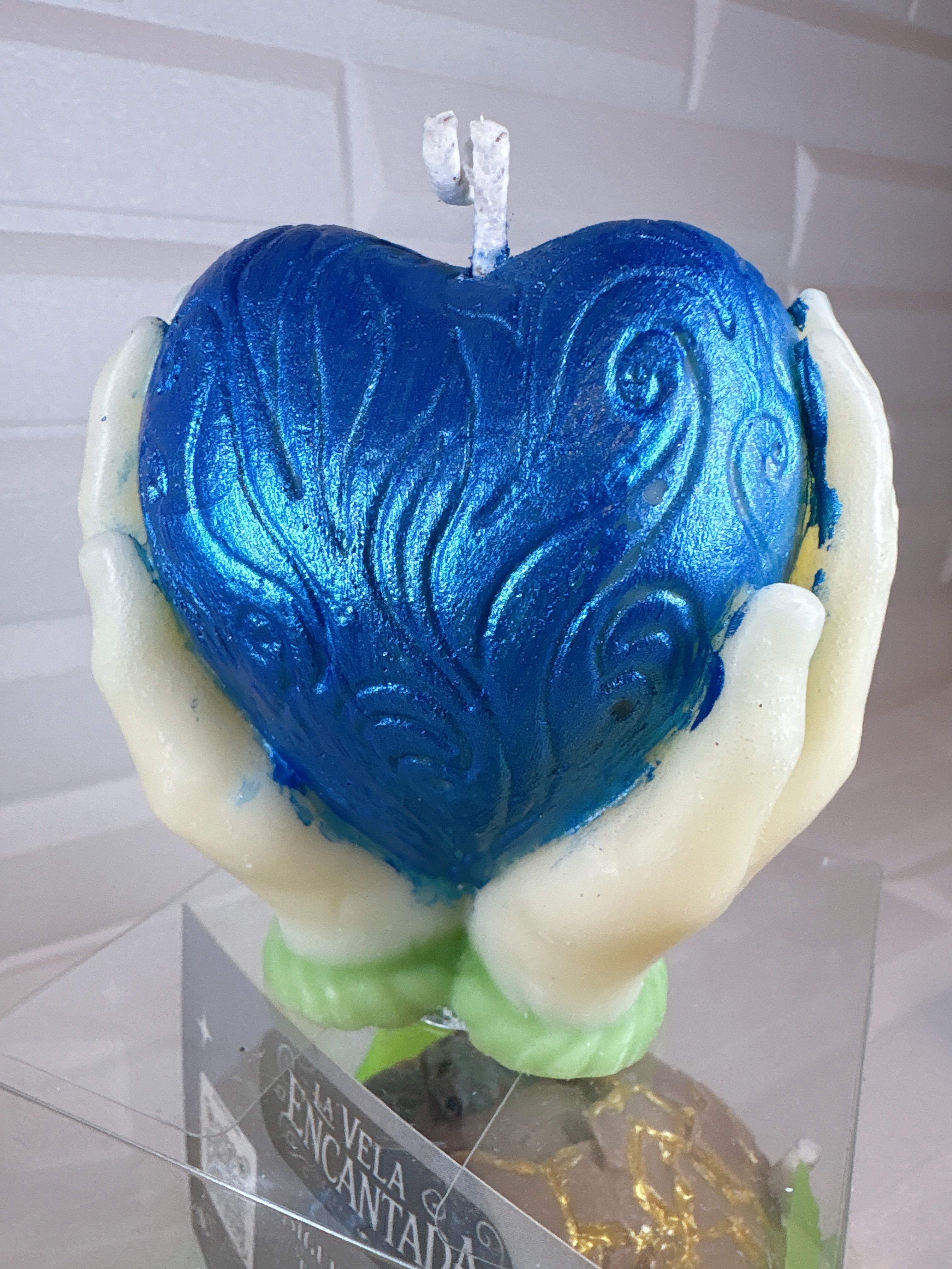 Velita Manos con Corazón – Pintada a Mano
