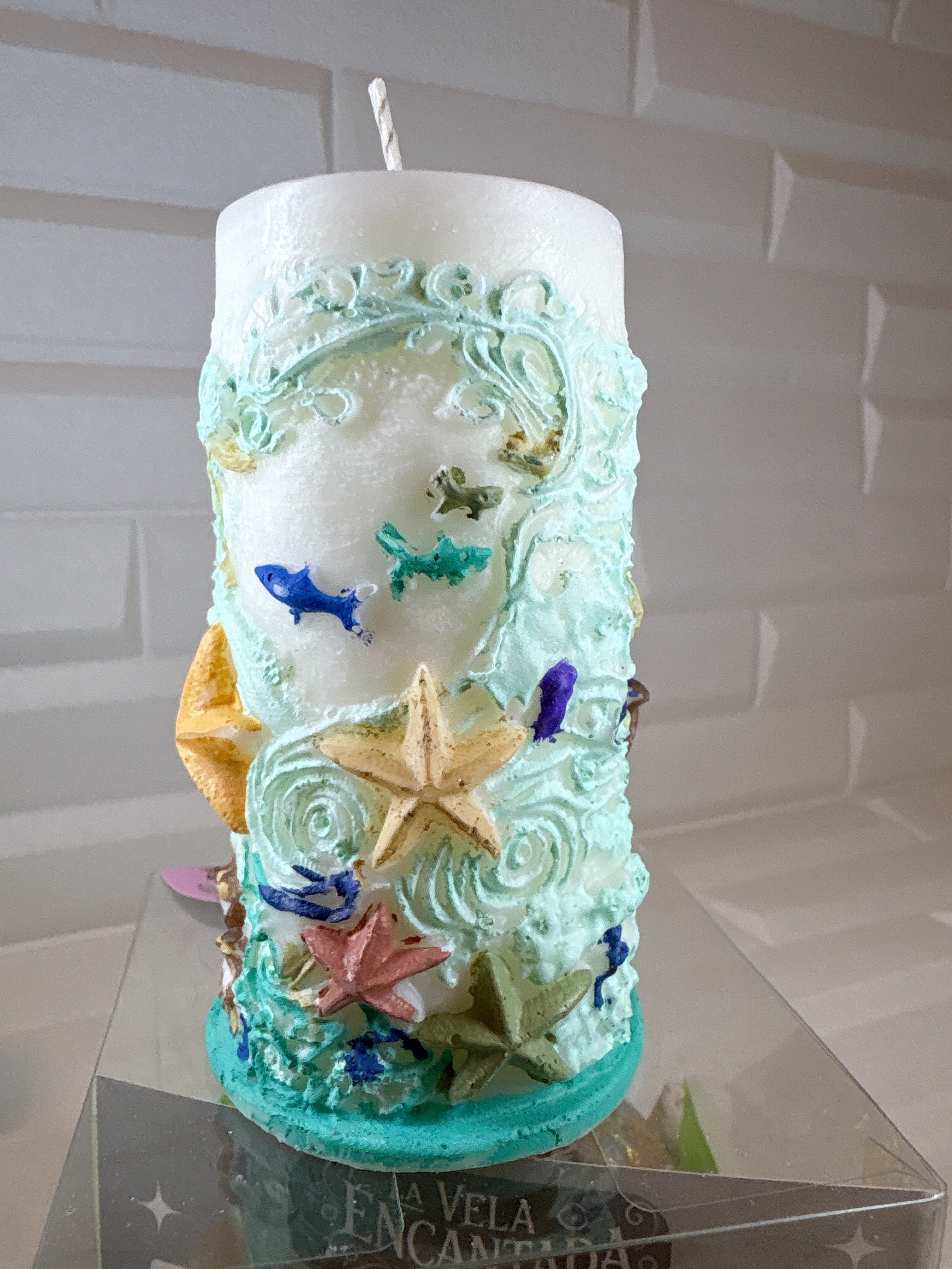 Cirio de Fondo Marino — Pintado a Mano
