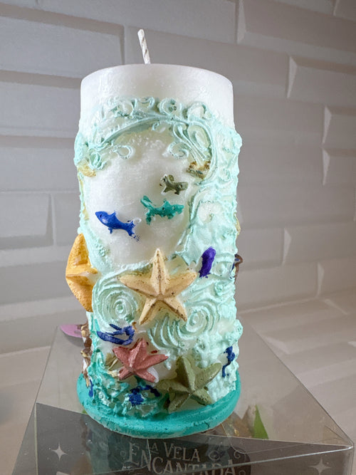 Cirio de Fondo Marino — Pintado a Mano