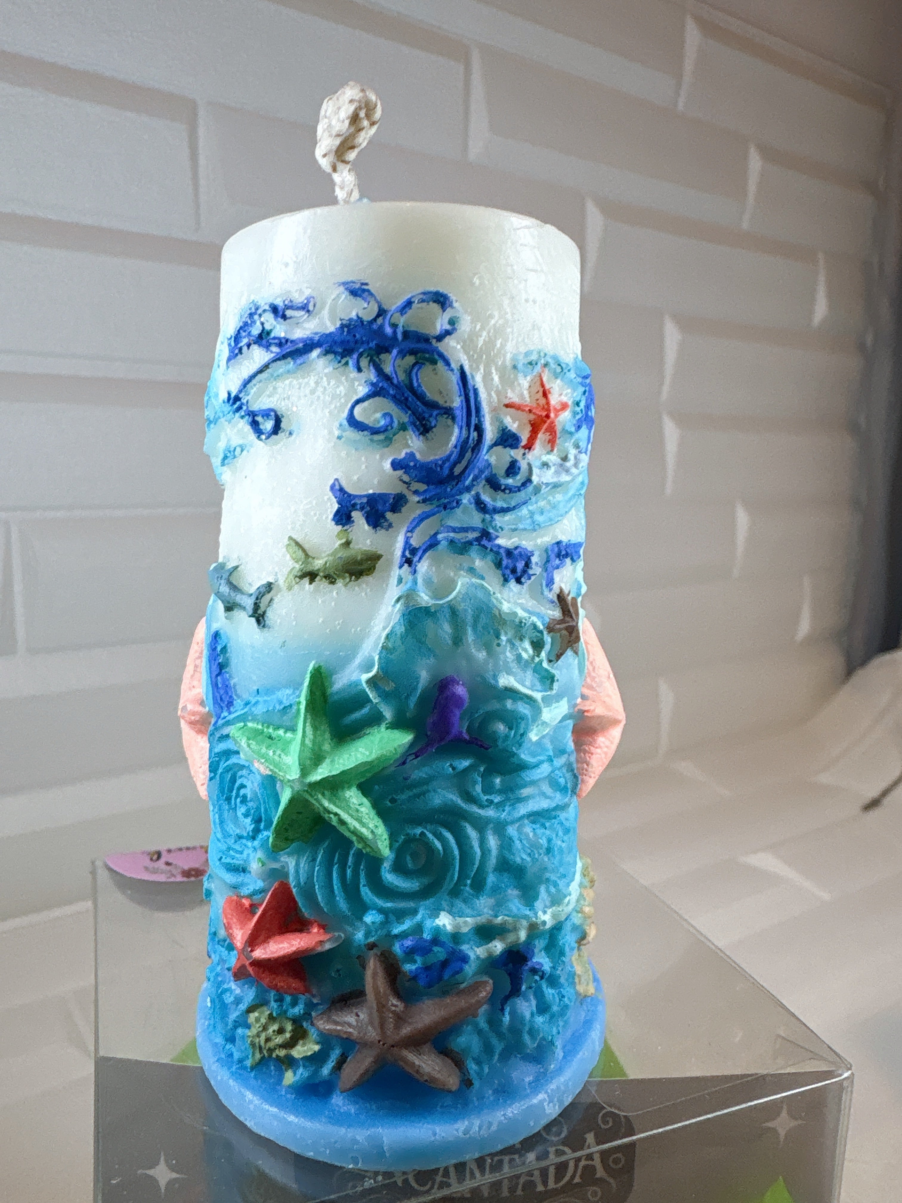 Cirio de Fondo Marino — Pintado a Mano